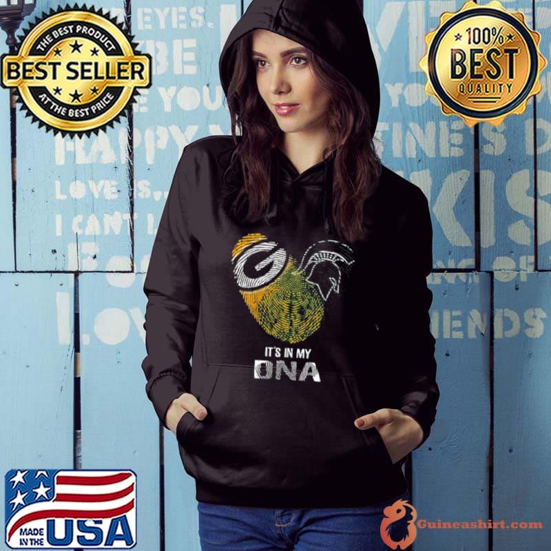 Green Bay Packers And Michigan State Spartans Heart It’s In My Dna 2023 s Hoodie