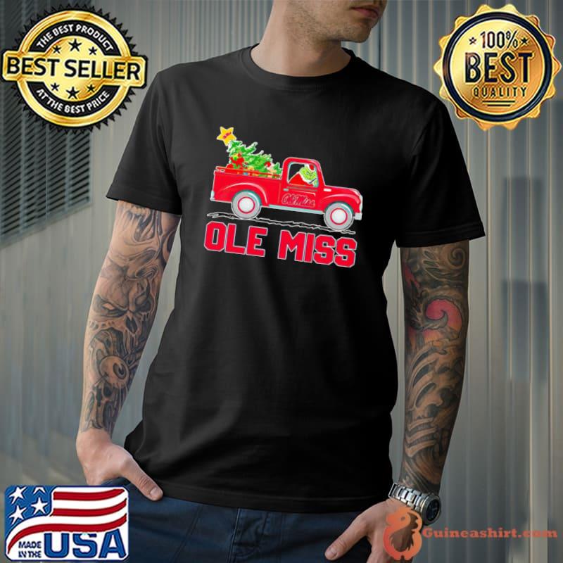 Grinch Ole Miss Rebels driving car Christmas Tree shirt