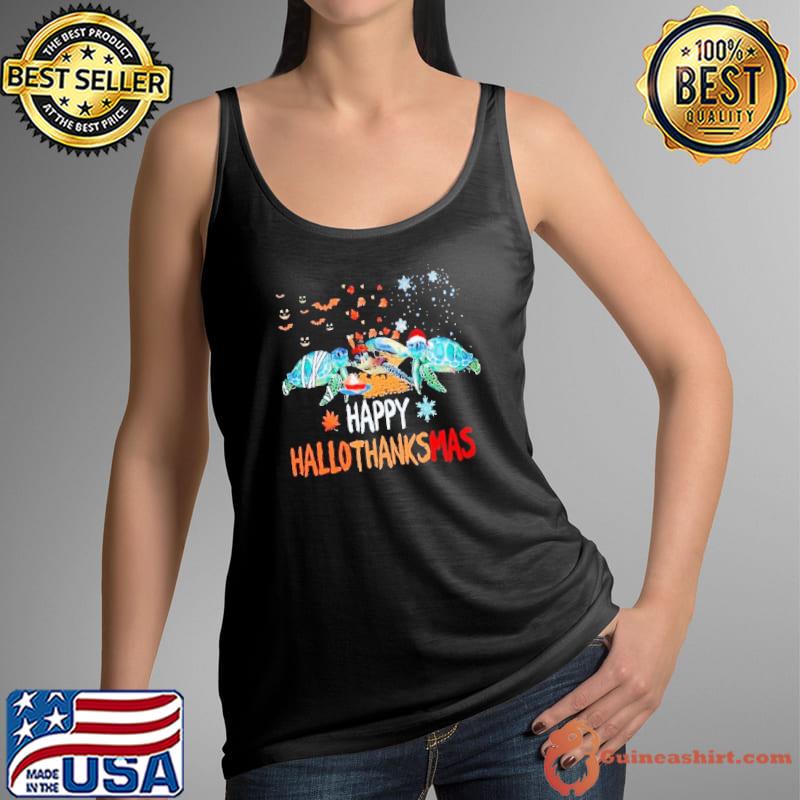 Happy hallothanksmas turtle santa hat s Tank Top