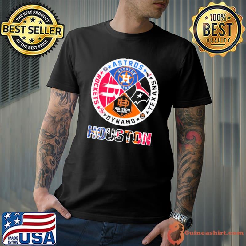 Houston Sports Teams Astros Texans Dynamo And Rockets Logo Shirt