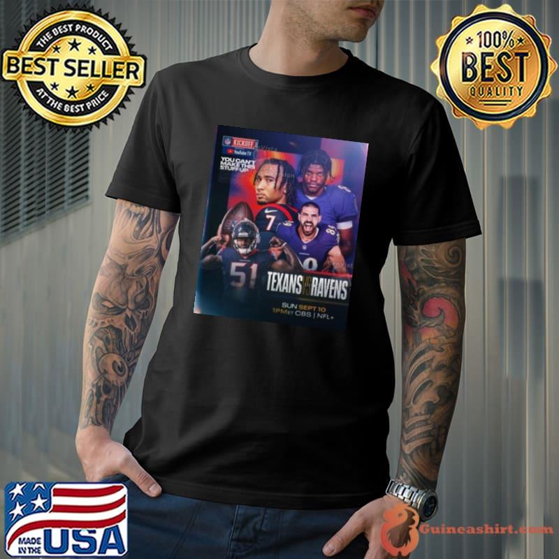 Houston Texans vs Baltimore Ravens 2023 NFL Kickoff Shirt