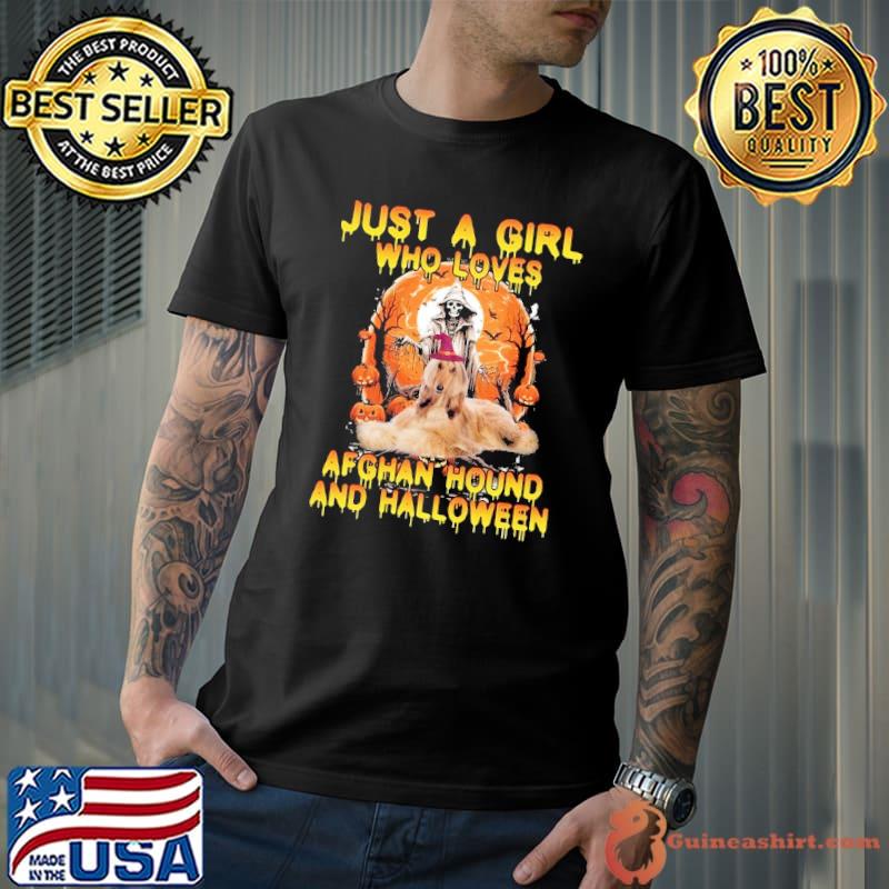 Just A Girl Who Loves Afghan Hound and Halloween Blood Moon shirt