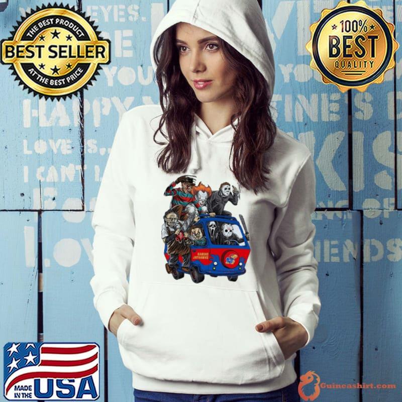 Kansas Jayhawks Horror Movies Characters Bus Halloween 2023 Shirt Hoodie