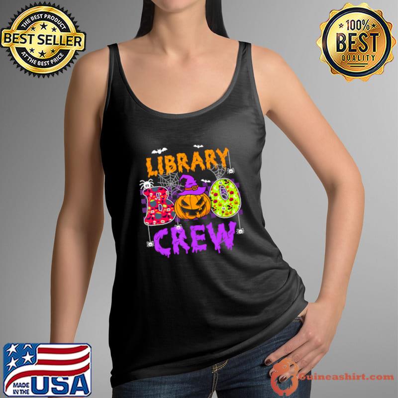 Library Boo Crew Spiders Pumpkin School Librarian Halloween Library Book T-Shirt Tank Top