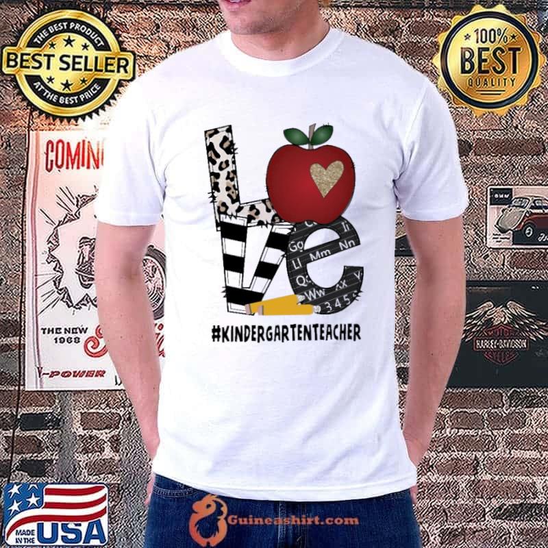 Love Apple Pencil Leopard For Kindergarten Teacher shirt