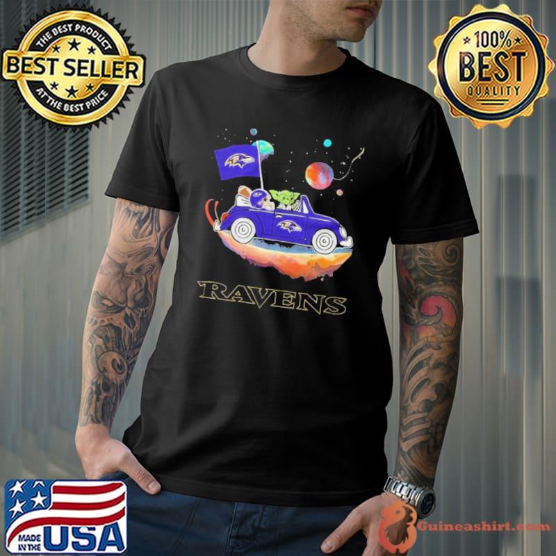 Master Yoda Driving Car Star Baltimore Ravens 2023 Shirt