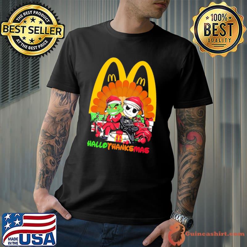 Mcdonald's hallothanksmas Grinch And Jack Skellington Santa shirt