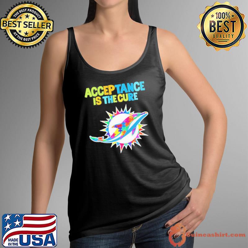 Miami Dolphins Autism Awareness Acceptance is The Cure Shirt Tank Top