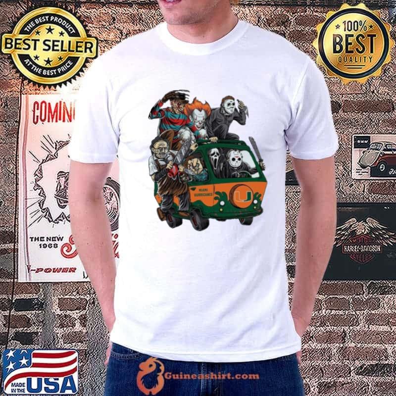 Miami Hurricanes Horror Movies Characters Bus Halloween 2023 Shirt
