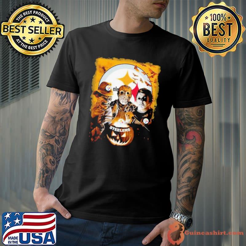 Michael Myers Freddy Krueger Jason Voorhees Pittsburgh Steelers Halloween T- Shirt