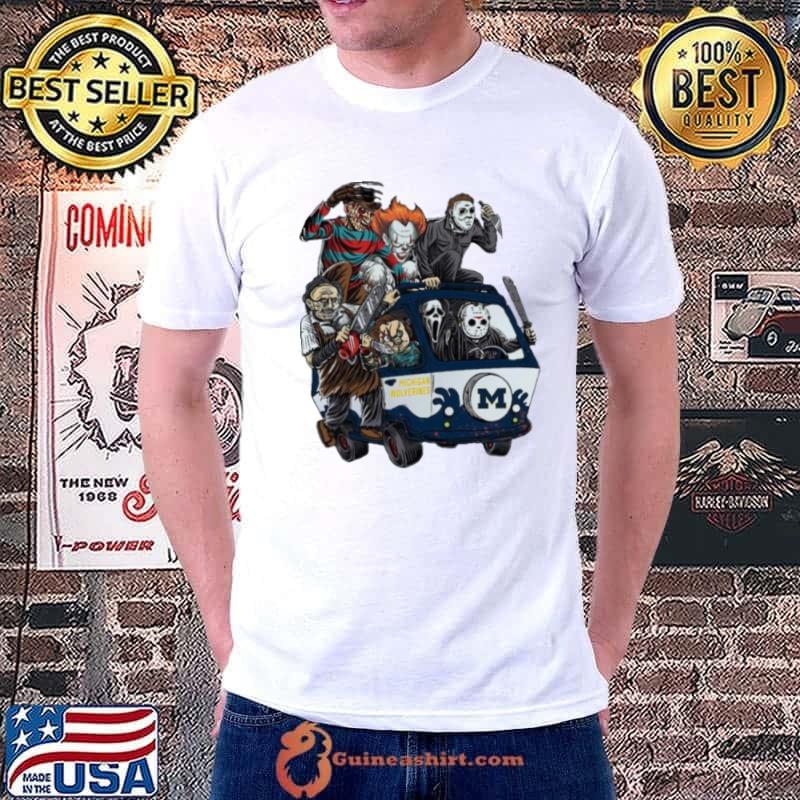 Michigan Wolverines Horror Movies Characters Bus Halloween 2023 Shirt