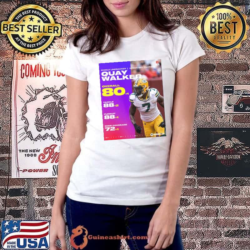 Middle Linebacker Green Bay Packers Quay Walker Overall 80 Points NFL Madden 24 Shirt Ladiestee