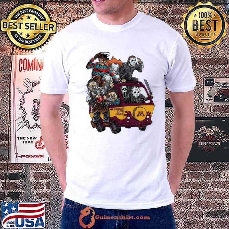 Minnesota Golden Gophers Horror Movies Characters Bus Halloween 2023 Shirt