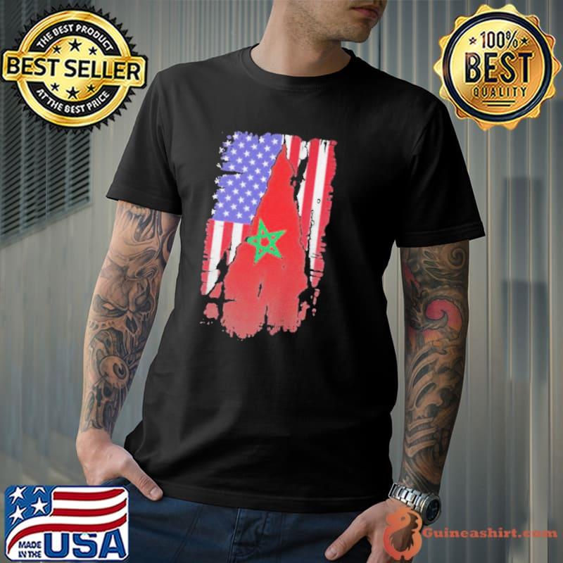 Moroccan American Fusion Celebrating Heritage And Unity Flag Support For Moroccan shirt