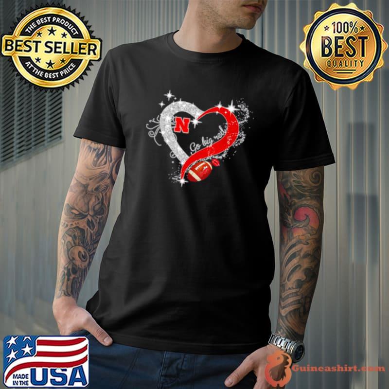 Nebraska Cornhuskers go big red diamond heart shirt