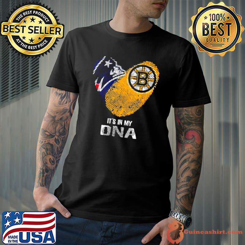 New England Patriots And Boston Bruins Heart It’s In My Dna 2023 Shirt