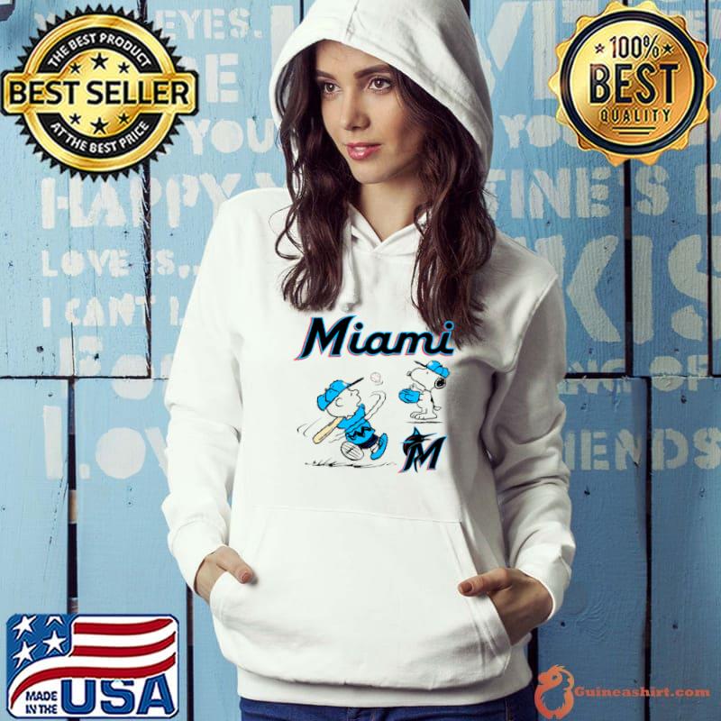Peanuts Charlie Brown And Snoopy Playing Baseball Miami Marlins s Hoodie