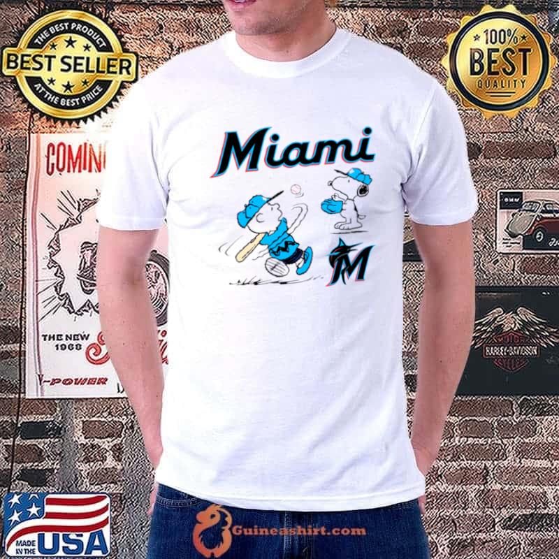 Peanuts Charlie Brown And Snoopy Playing Baseball Miami Marlins shirt