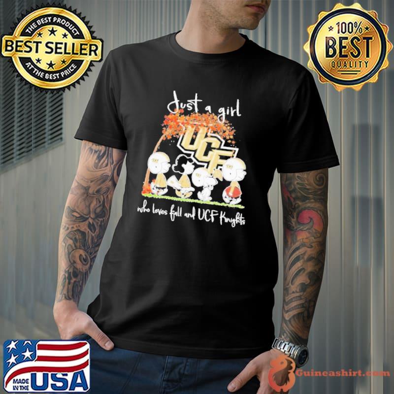 Peanuts Just a girl who love fall and UCF Knights shirt