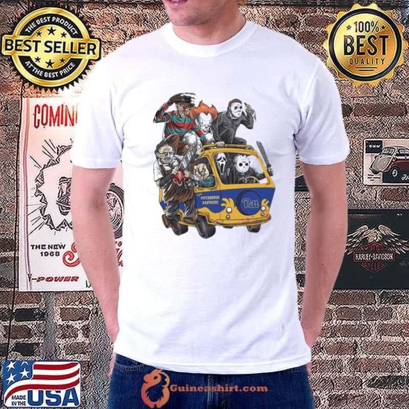 Pittsburgh Panthers Horror Movies Characters Bus Halloween 2023 Shirt