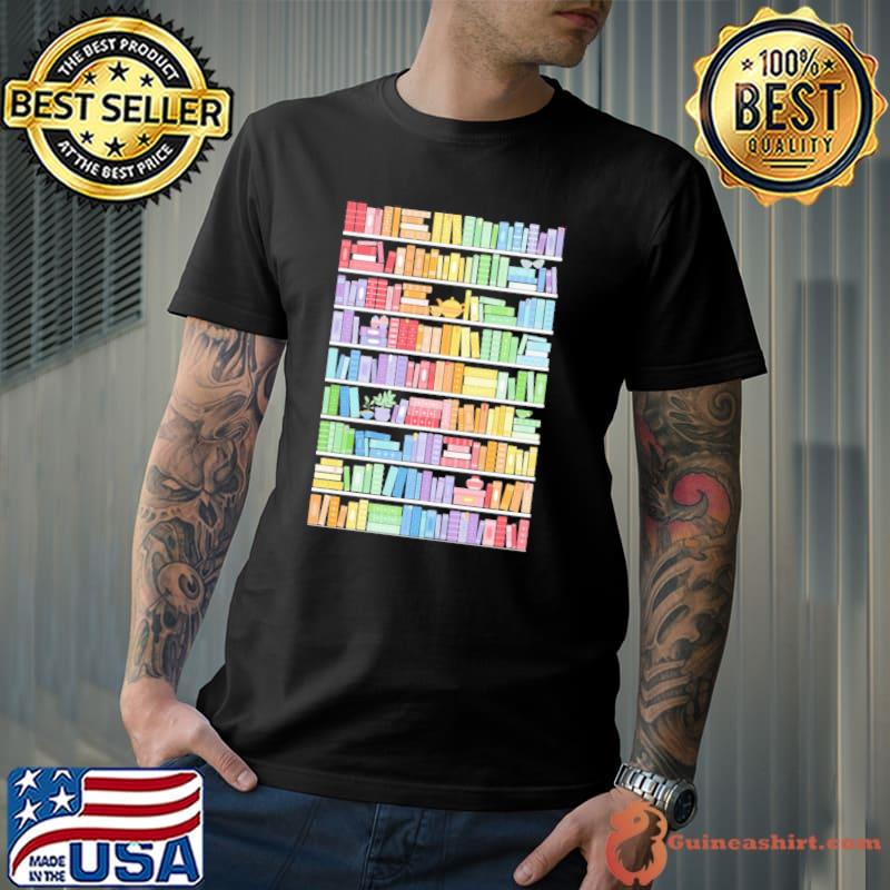 Rainbow Books Shelf Pattern shirt