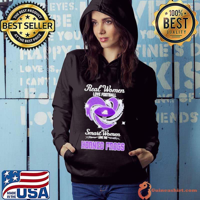 Real Women Love Football Smart Women Love TCU Horned Frogs Diamond Heart 2023 Shirt Hoodie