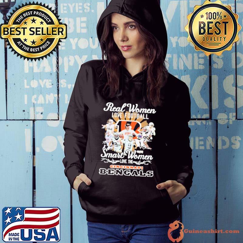 Nice real women love football smart women love the cincinnati bengals  signatures shirt cincinnati bengals, hoodie, longsleeve tee, sweater