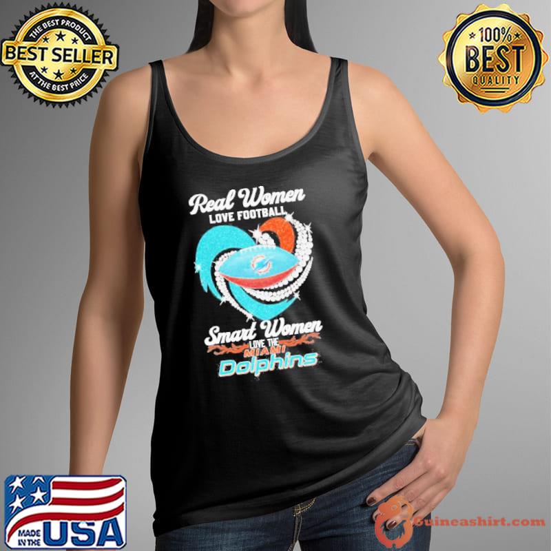 Real women love football smart women love the Miami Dolphins diamonds heart  shirt - Dalatshirt