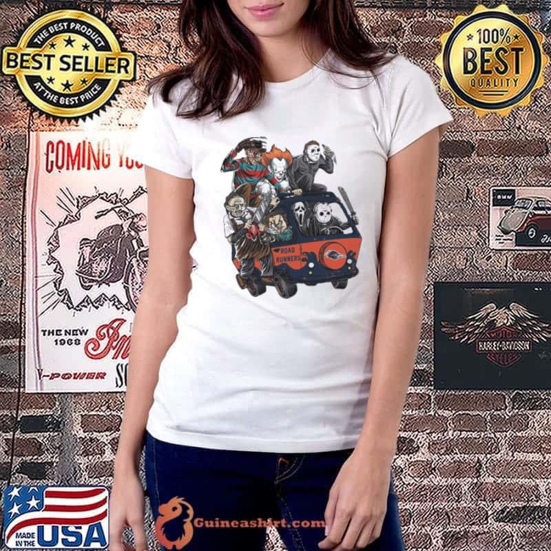 Roadrunners Horror Movies Characters Bus Halloween 2023 Shirt Ladiestee