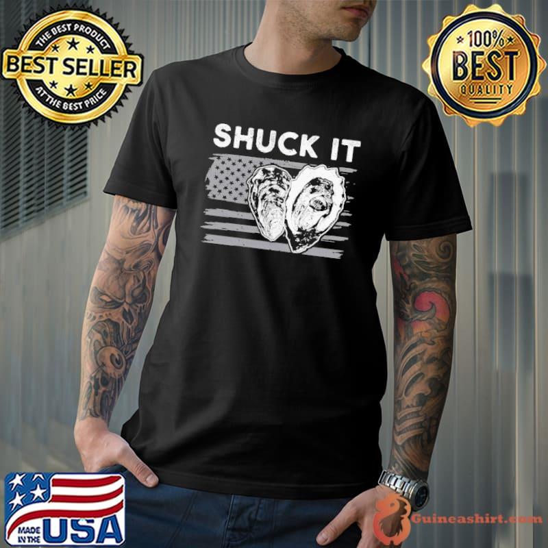 Shuck it American Flag Funny Oyster Shirt