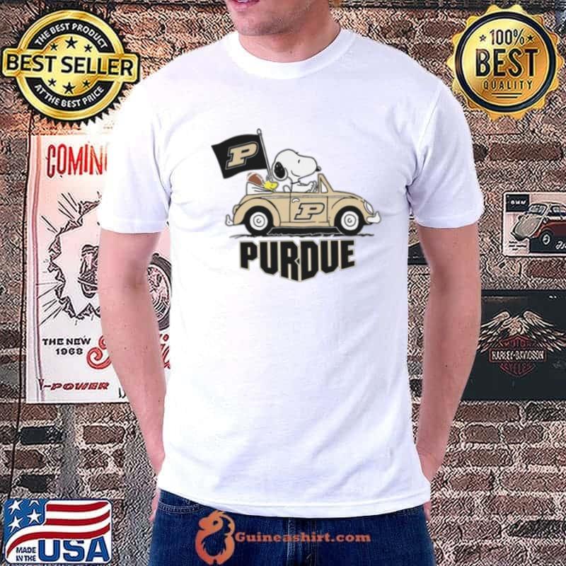 Snoopy And Woodstock Riding Car Purdue Boilermakers Shirt