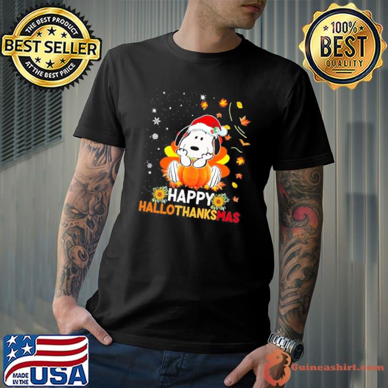 Snoopy Halloween Merry Christmas happy Hallothanksmas shirt