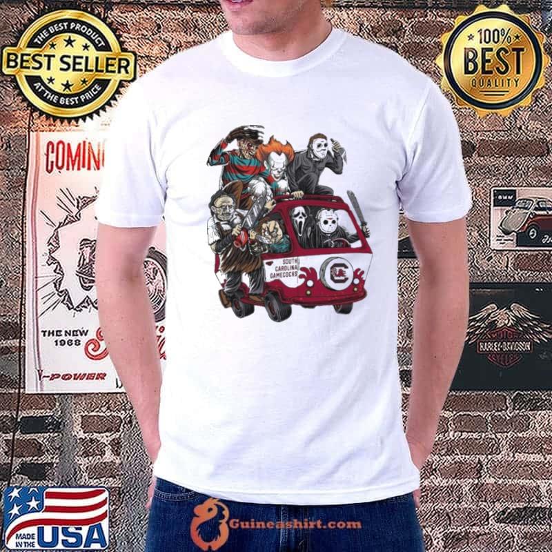 South Carolina Gamecocks Horror Movies Characters Bus Halloween 2023 Shirt