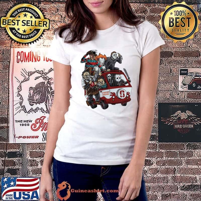 Stanford Cardinal Horror Movies Characters Bus Halloween 2023 T Shirt Ladiestee