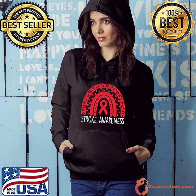 Stroke awareness rainbow leopard red ribbon s Hoodie