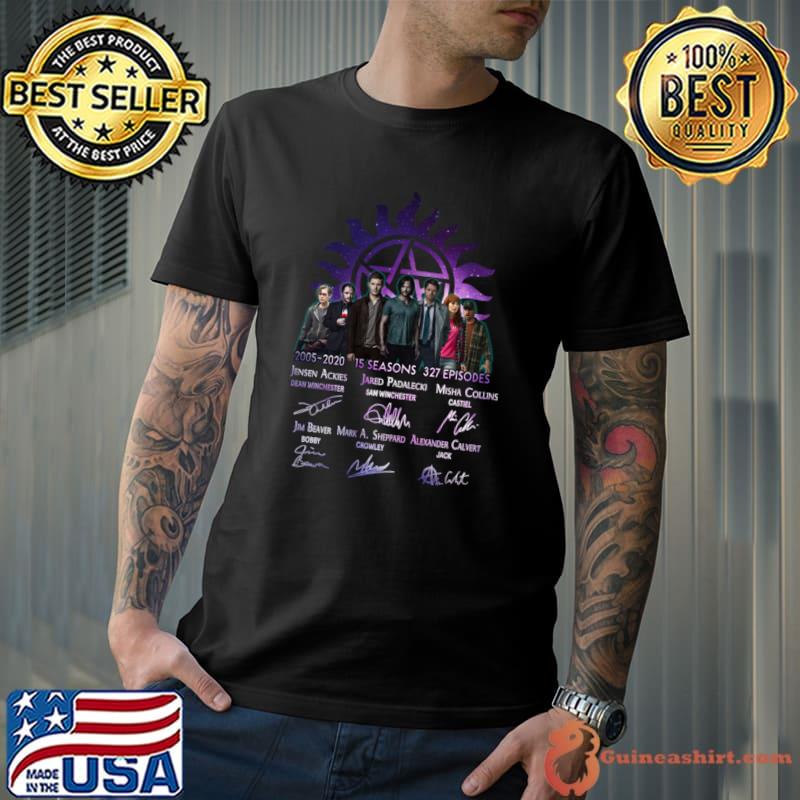 Supernatural 15 Seasons 327 Episodes All Cast Signed Movie T-Shirt