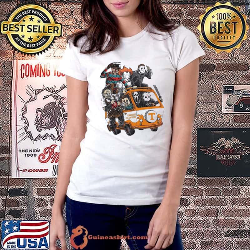 Tennessee Volunteers Horror Movies Characters Bus Halloween 2023 Shirt Ladiestee