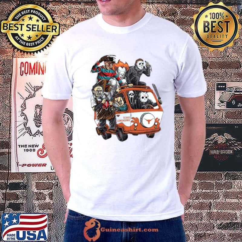 Texas Longhorns Horror Movies Characters Bus Halloween 2023 Shirt