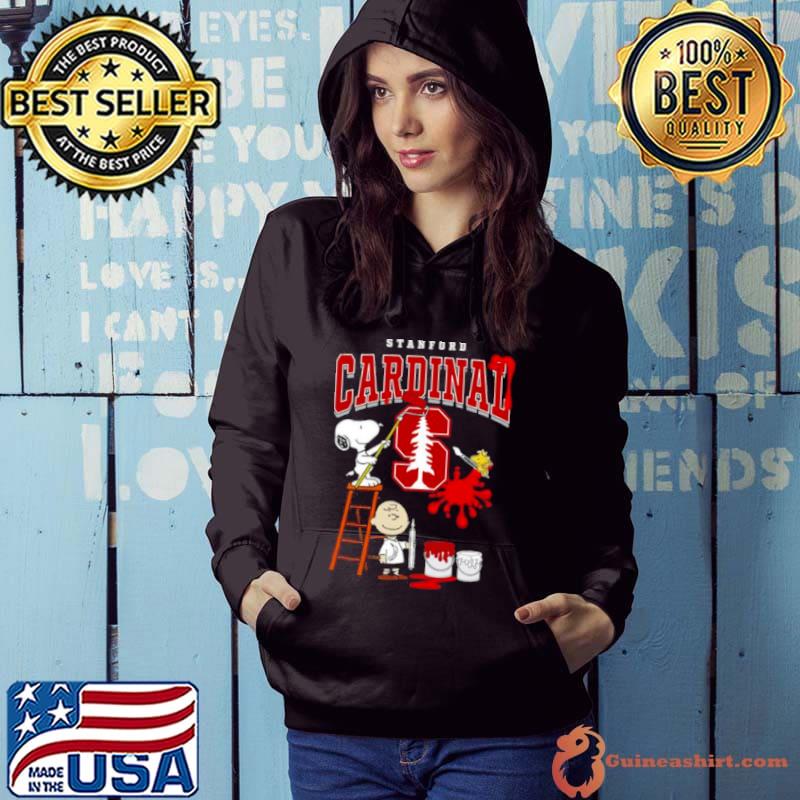 The Peanuts Charlie Snoopy and Woodstock Wall paint Stanford Cardinal s Hoodie