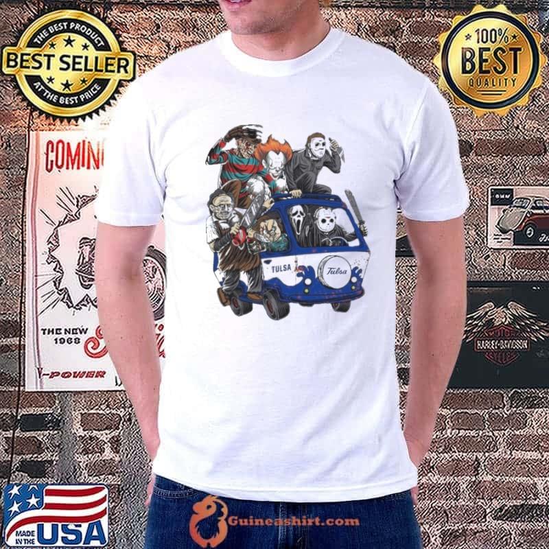 Tulsa Golden Hurricane Horror Movies Characters Bus Halloween 2023 Shirt