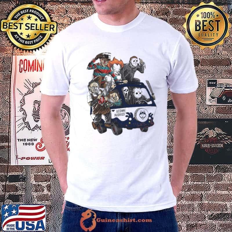 Uconn Huskies Horror Movies Characters Bus Halloween 2023 Shirt
