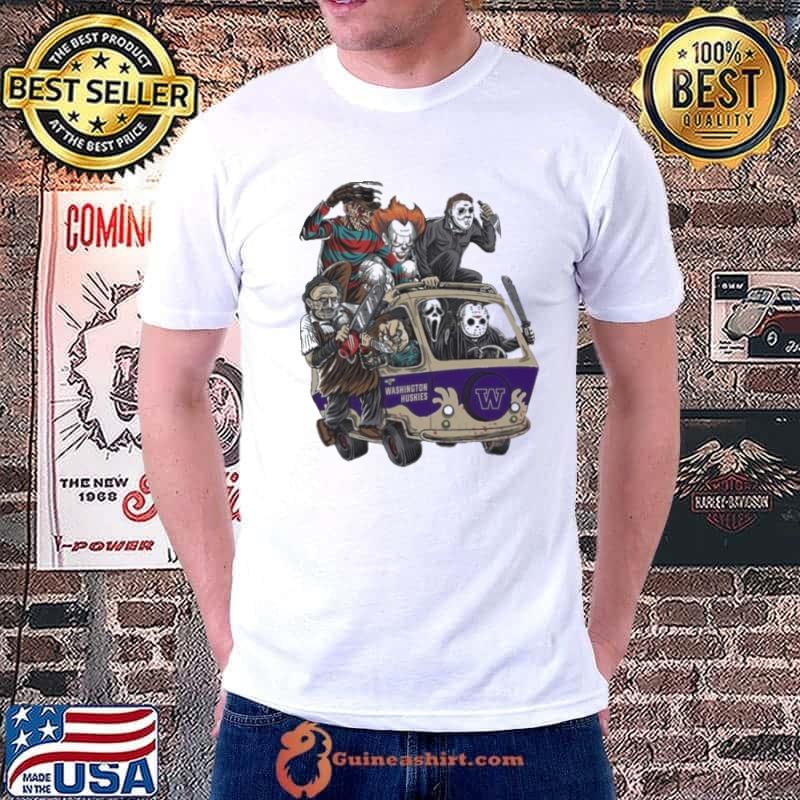 Washington Huskies Horror Movies Characters Bus Halloween 2023 Shirt