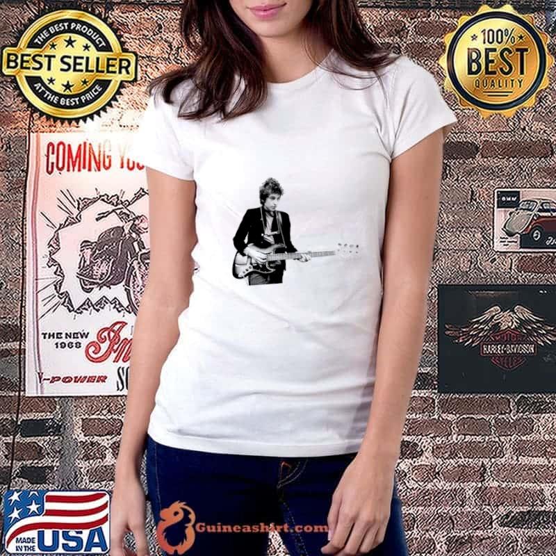 Young Bob Dylan with Guitar Musical History T-Shirt Ladiestee