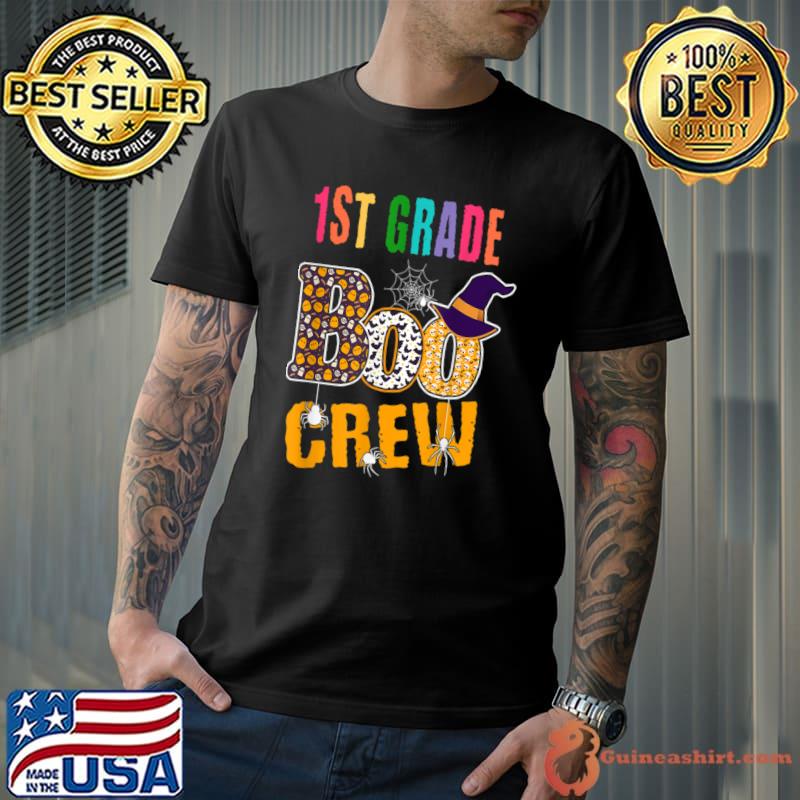 1St Grade Boo Crew Hat Witch Spiders Ghost Halloween T-Shirt