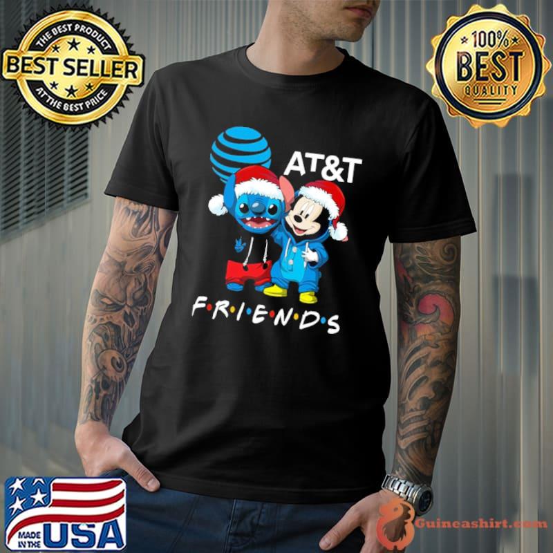 AT&T Stitch Mickey Friends Wear Santa Hat XMas shirt