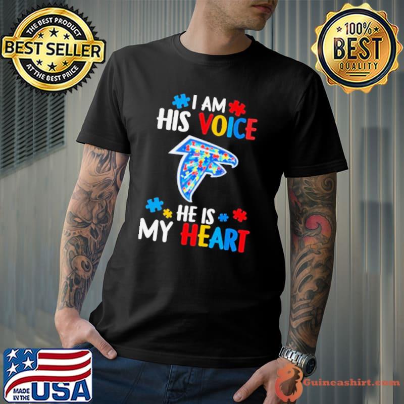 Atlanta Falcons Autism Awareness I Am His Voice He Is My Heart 2023 Shirt