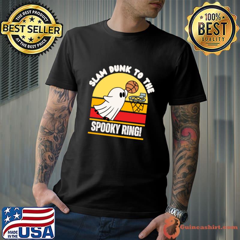 Basketball Slam Dunk To The Spooky Ring Vintage Boo Halloween T-Shirt