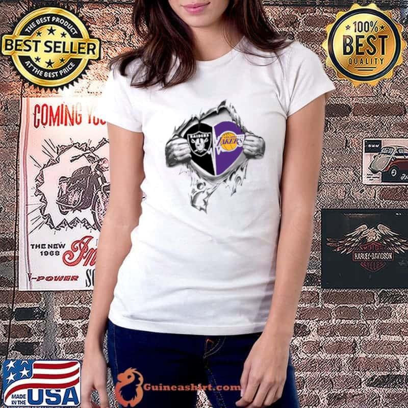 Blood Inside Me Las Vegas Raiders And Los Angeles Lakers 2023 Shirt