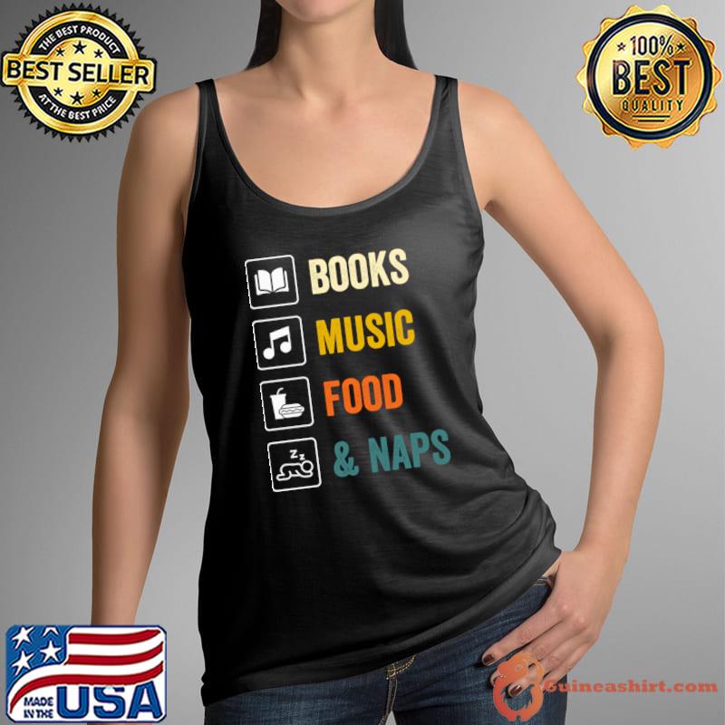 Books Music Food And Naps Retro T-Shirt Tank Top