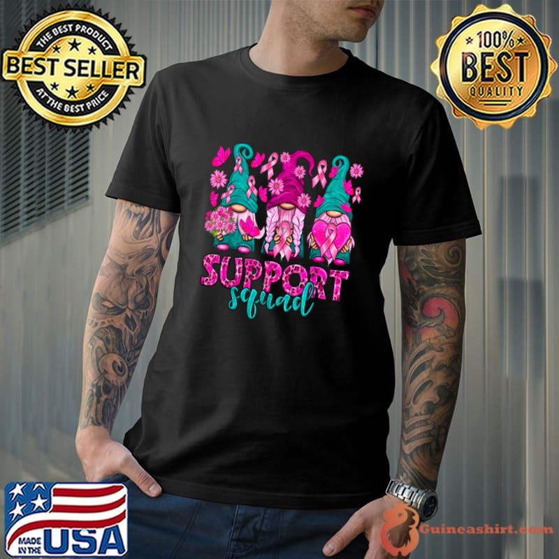Breast Cancer Awareness Gnomes Support Squad Sunflowers Leopard T-Shirt